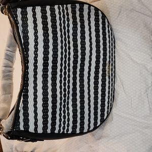 Kate Spade Black and White Cobble Hill Straw Mylie